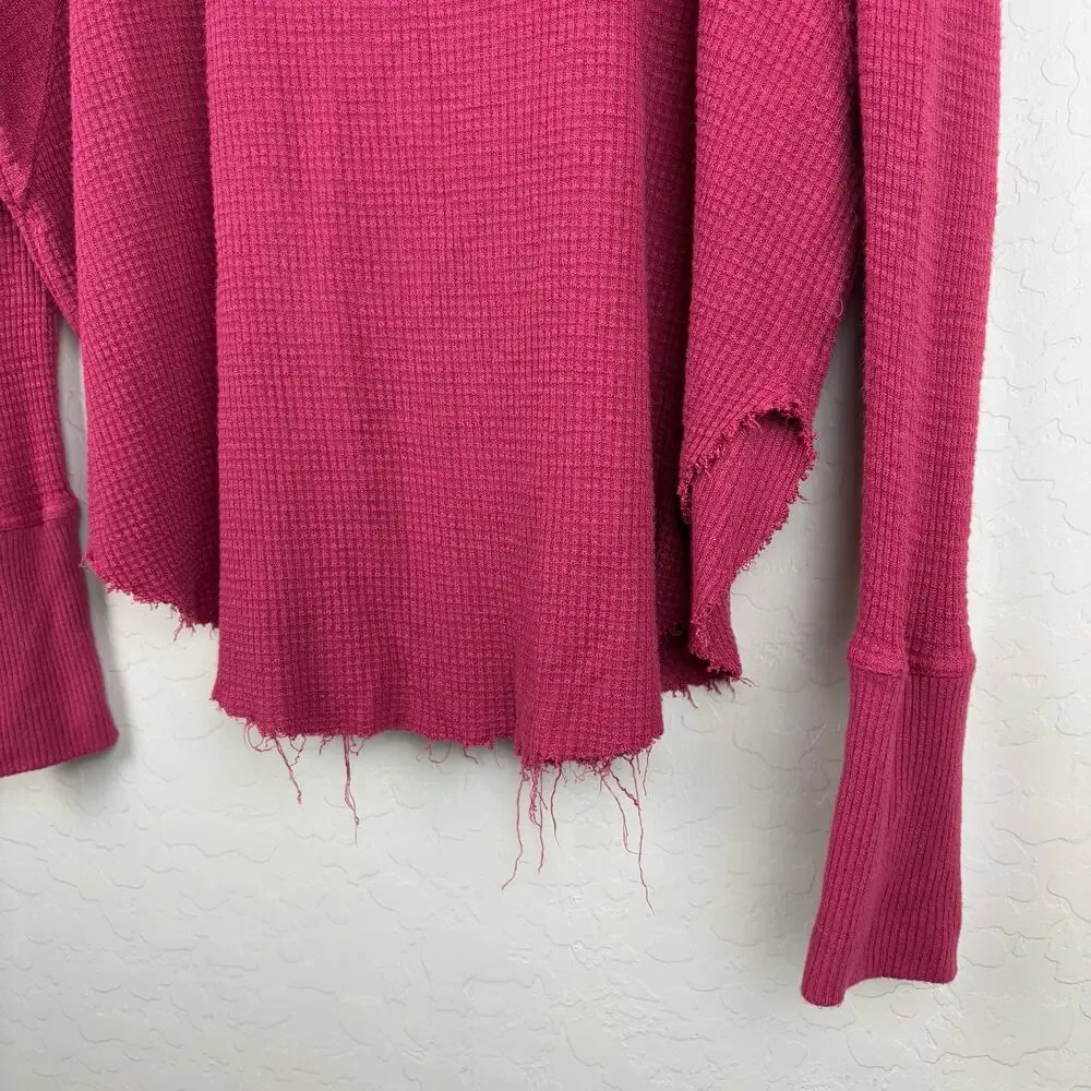 Free People Spring Valley Long Sleeve Thermal Top Red Womens Size S Lace Boho